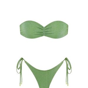 Green strapless triangl top and bottom